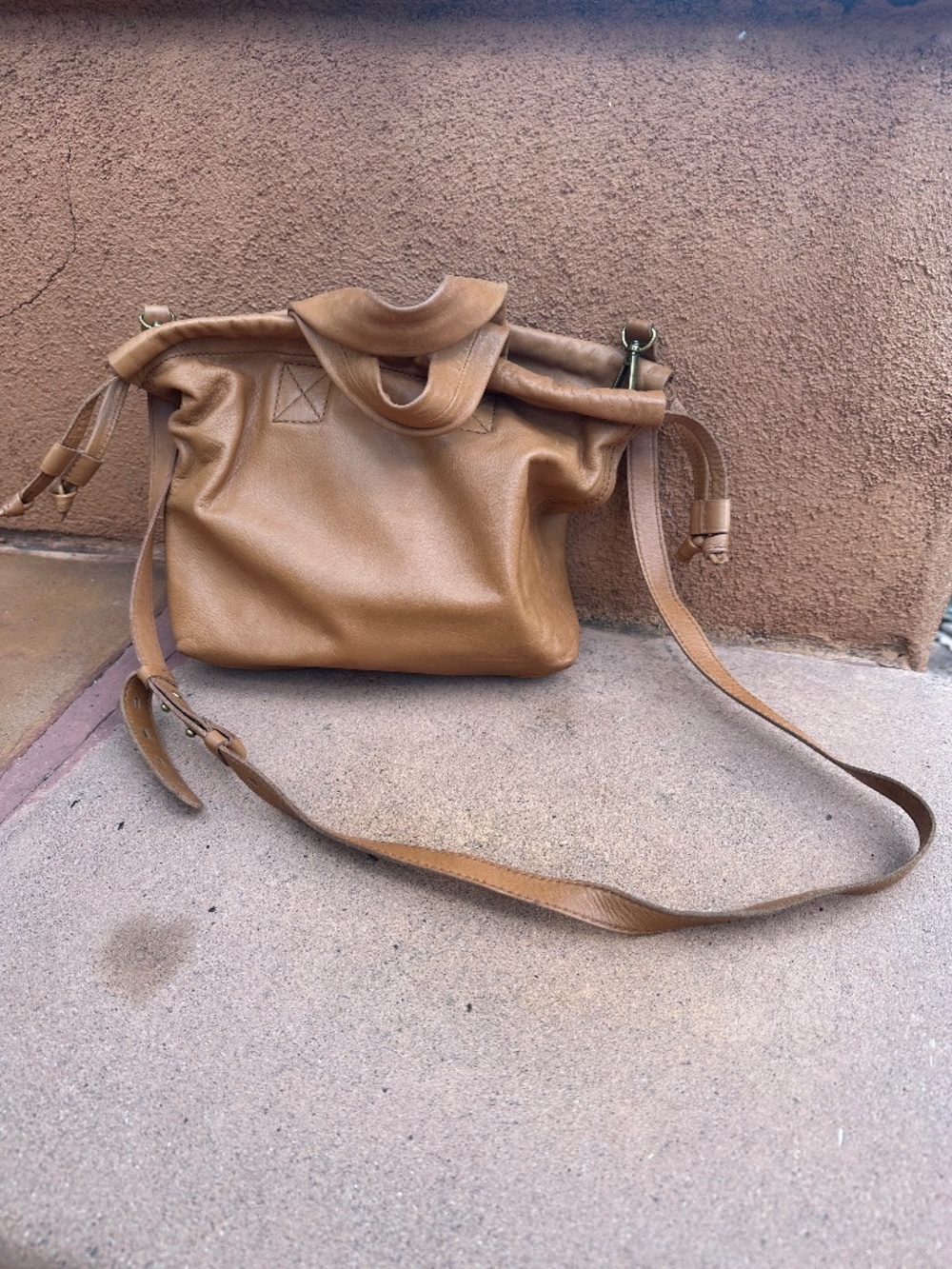 Madewell Piazza Mini Soft Leather Crossbody Satchel Tan Camel